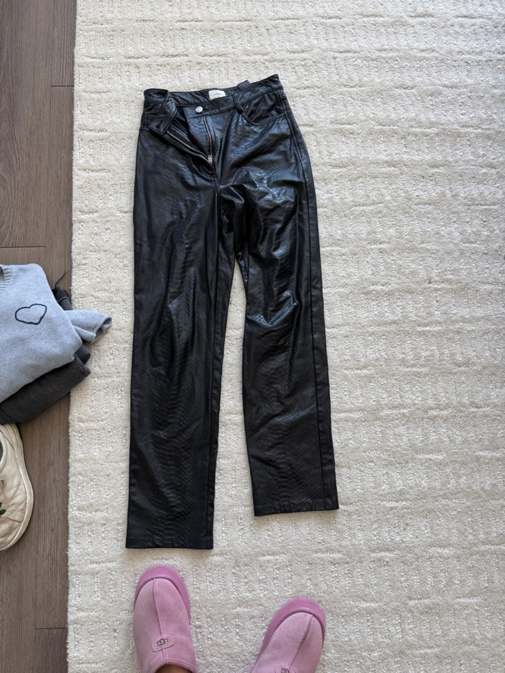 Wilfred Melina Black Faux Leather Straight-Leg Pants Croc